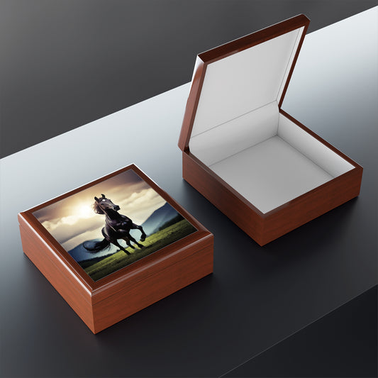 Wild Black Horse Jewelry Box