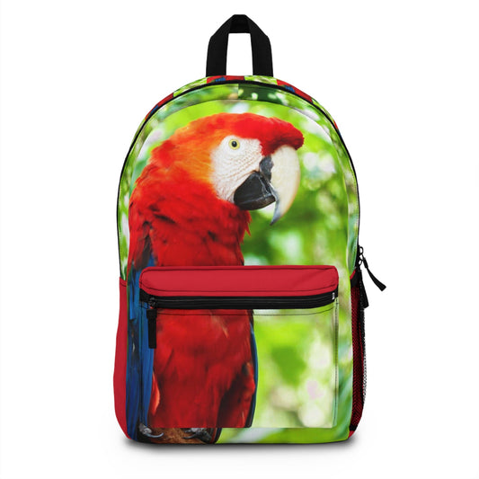 Paquete de mochila de guacamayo rojo