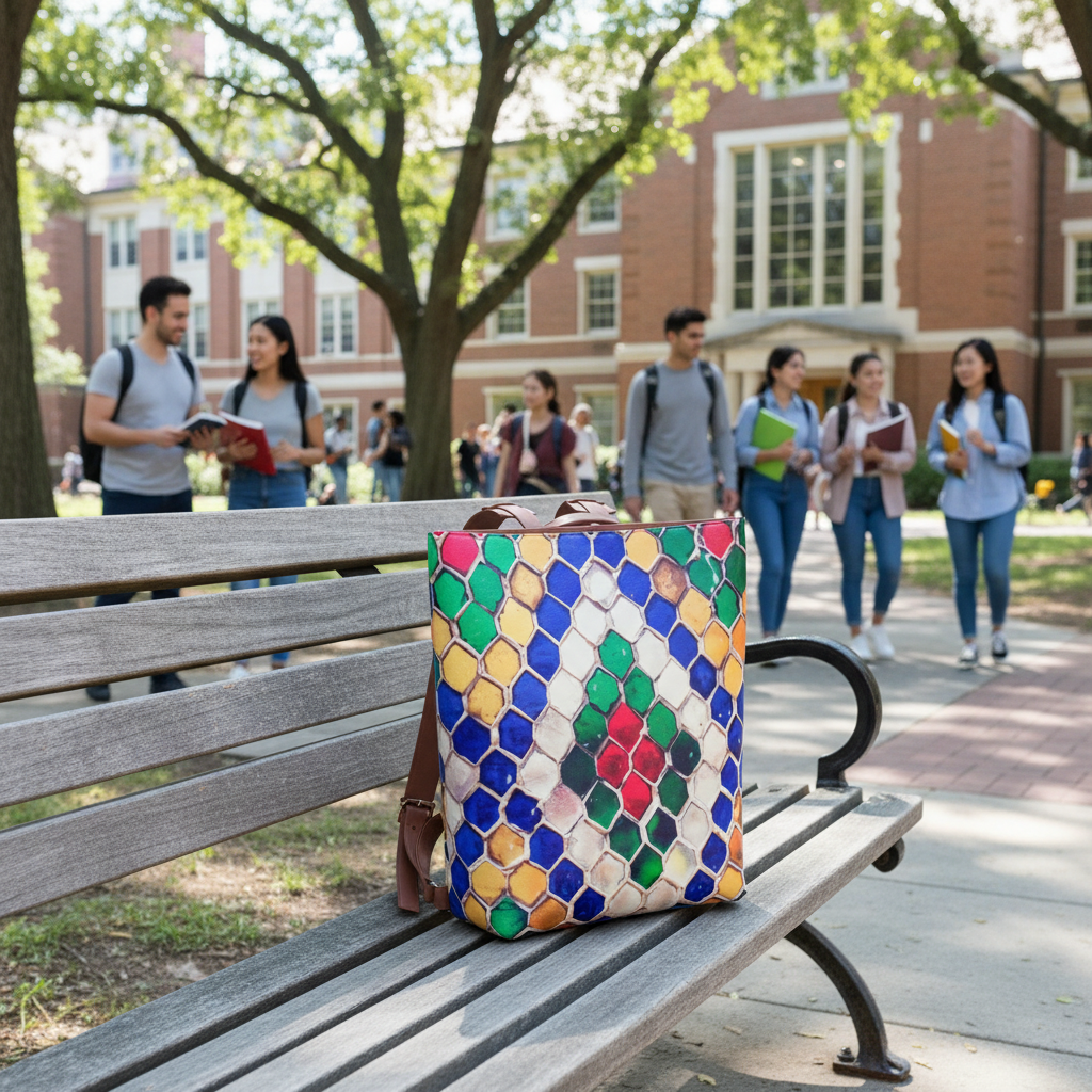 Geometric Design Vegan Leather Backpack