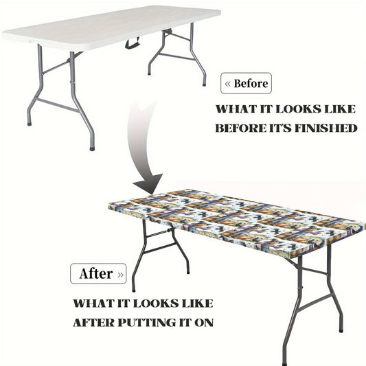 Fall Scarecrow Thanksgiving Elastic Table Cover - 72" x 30" (Made in USA)