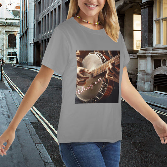 Camiseta con estampado de banjo country y bluegrass para mujer (fabricada en EE. UU.)