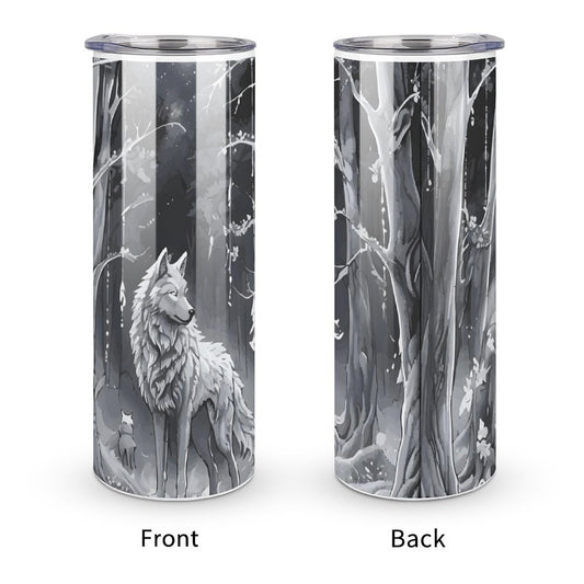 Ethereal Wolf in the Moonlight 20oz Stainless Steel Skinny Tumbler With Lid