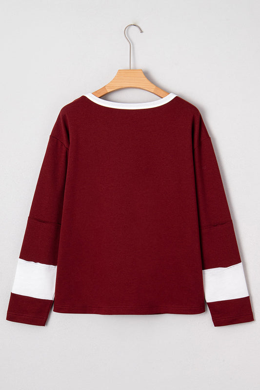 Floral White Patch Long Sleeve Crewneck Sweatshirt