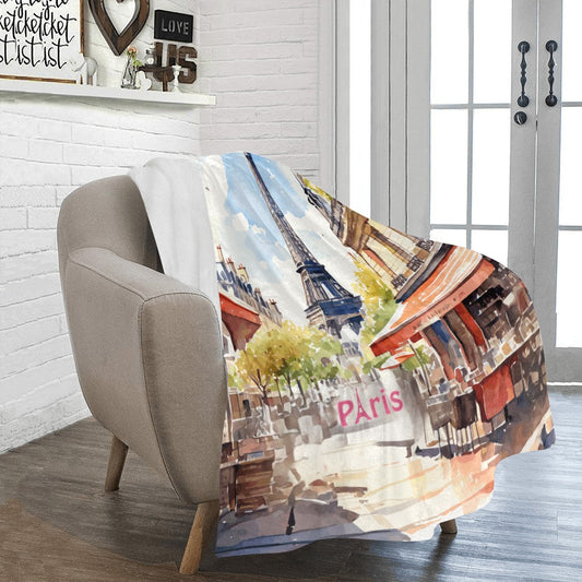 Paris France Ultra-Soft Micro Fleece Blanket - 50" x 60" (Made in USA)