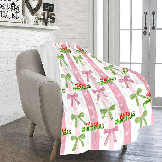 Pink Coquette Merry Christmas Ultra-Soft Micro Fleece Blanket (Made in USA)