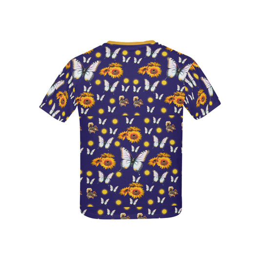 Camiseta infantil con estampado de mariposas y girasoles (fabricada en EE. UU.)