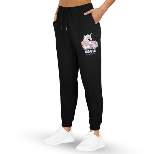 Pantalones deportivos de polar con estampado de unicornio mágico en la pierna izquierda (fabricados en EE. UU.)