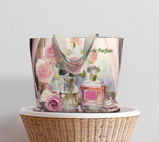 Eau de Parfume Pink Oversized Canvas Tote Bag