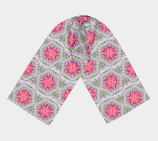 Pink and Grey Floral Design Long Scarf