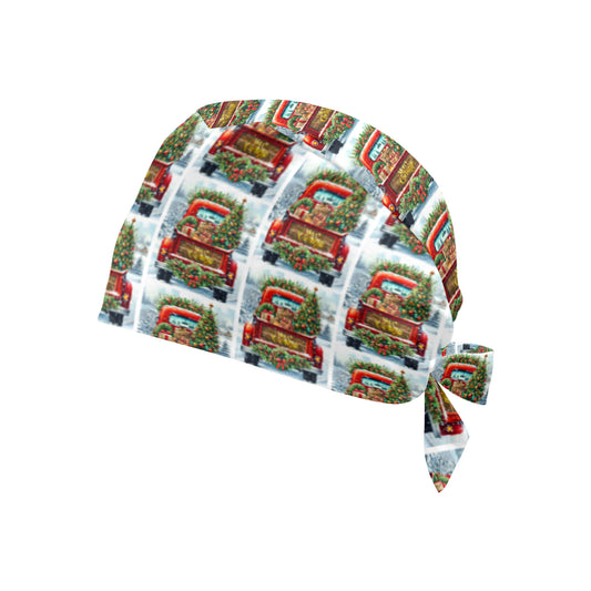 Merry Christmas Red Truck Medical Scrub Cap (Made in USA)