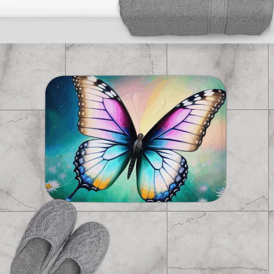 Hermosa alfombra de baño con mariposas: colorida alfombra para amantes de la naturaleza
