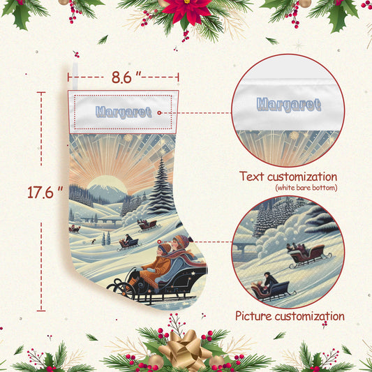 Personalizable Winter Sledding Adventures Christmas Stocking (Made in USA)