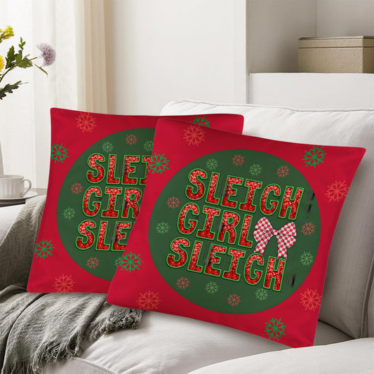 Sleigh Girl Sleigh Red Pillow Cases Throw Pillow Covers 18 x 18 inch