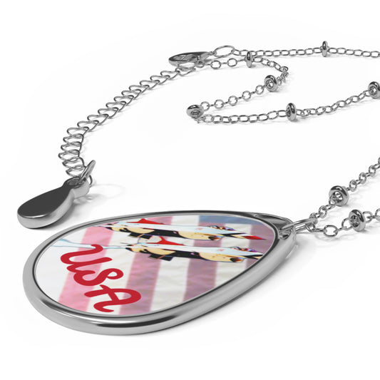 USA Fighter Jets Oval Necklace