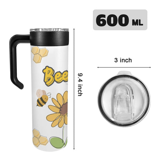Bee Happy Honey Bees Insulated Water Bottle with Handle | Ships from USA