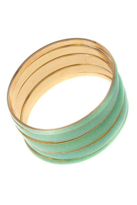 Pastel Color Wide Layer Bangled Bracelet