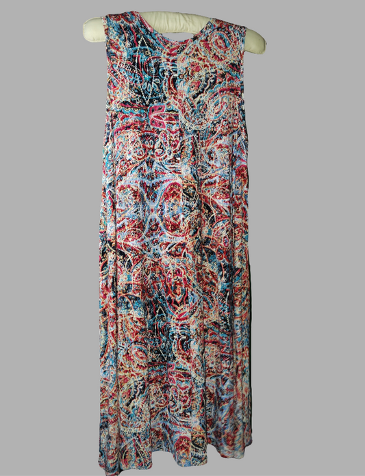 Cynthia Rowley Colorful Abstract Pattern Sleeveless Midi Dress