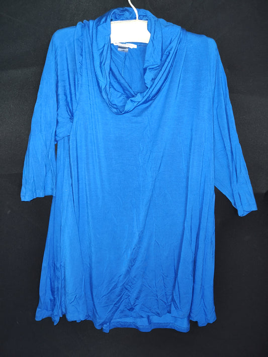 Allison Daley Blue Cowl Neck Blouse - size Large