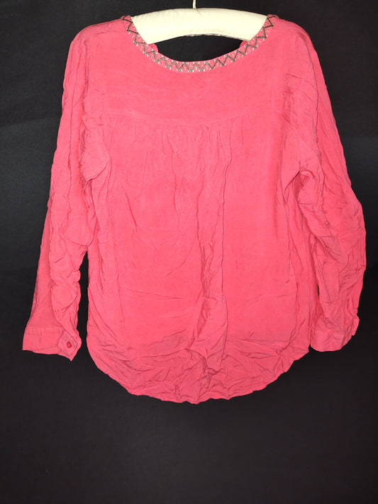 Women's Spense Coral Loose Long Sleeve Top - Size L