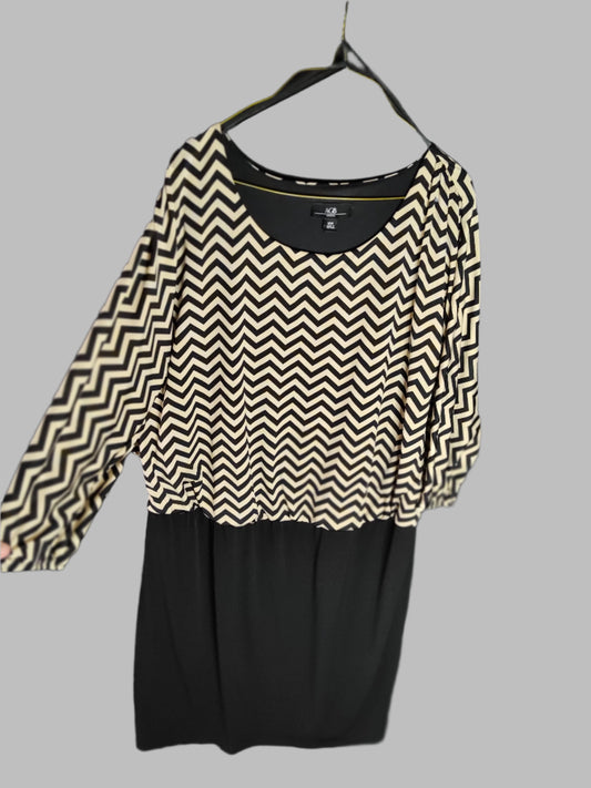 AGB Black and Tan Midi Dress with Half Sleeves