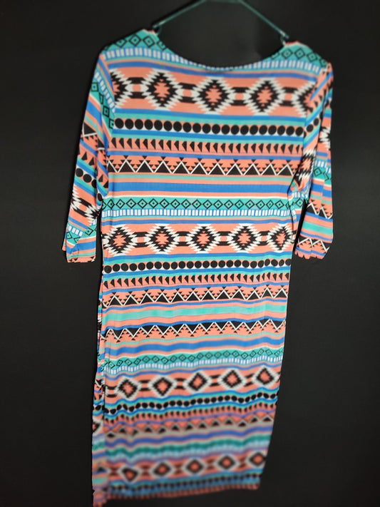 Love Chesley Aztec Striped Short Dress - Size S