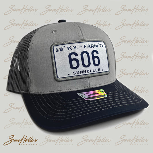 606 Area Code Plate Gray Cap