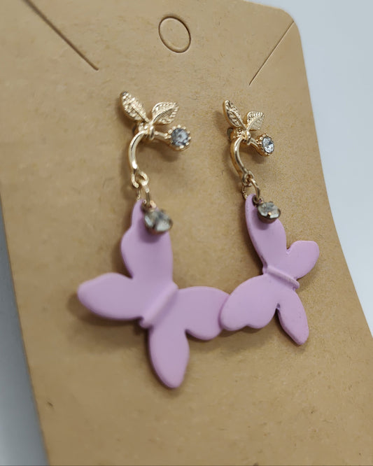 Purple Butterfly Drop Earrings for Women