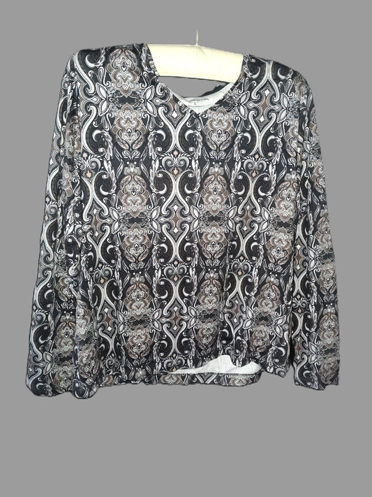 Top elástico de manga larga con estampado geométrico Croft & Barrow (talla L)