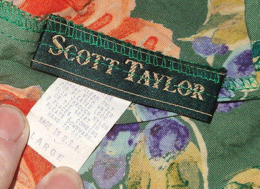 Scott Taylor Green Floral Short Skirt - size Large