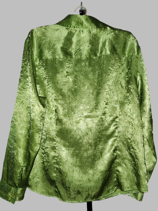 Faded Glory Shiny Green Button Down Long Sleeve Shirt - size 16W