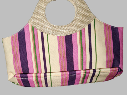 Estee Lauder Small Handbag Purple Striped Handbag wth Small Pouch