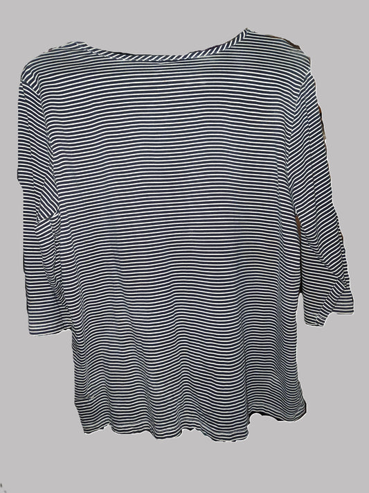 Women's Christopher & Banks Black Striped 3/4 Sleeve Shirt - size XL