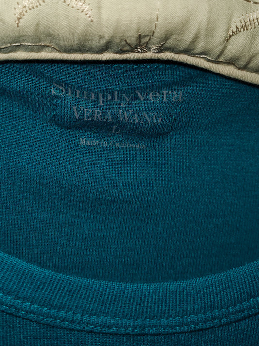 Simply Vera by Vera Wang Teal Short Sleeve Shirt - size Large