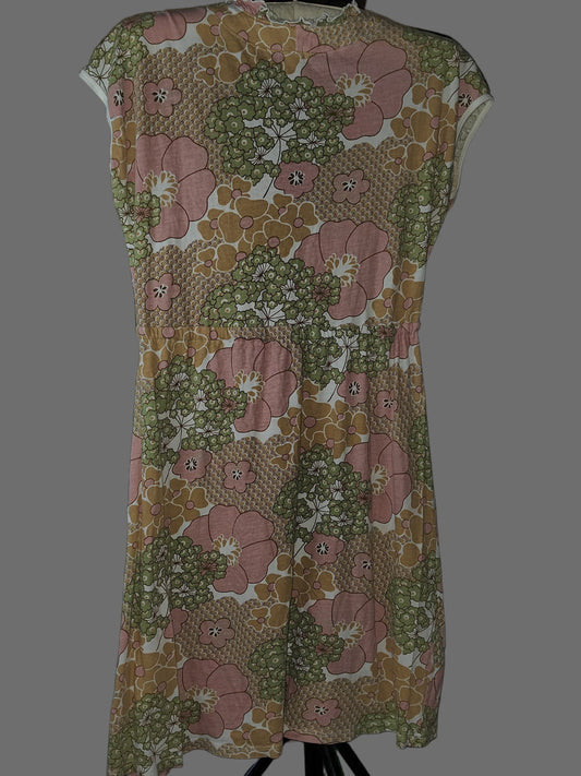 Zoey Boho Olive Green V-neck Short Dress - size S