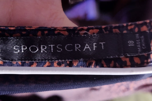 Close-up of a SportsCraft label on a product with a blurred background