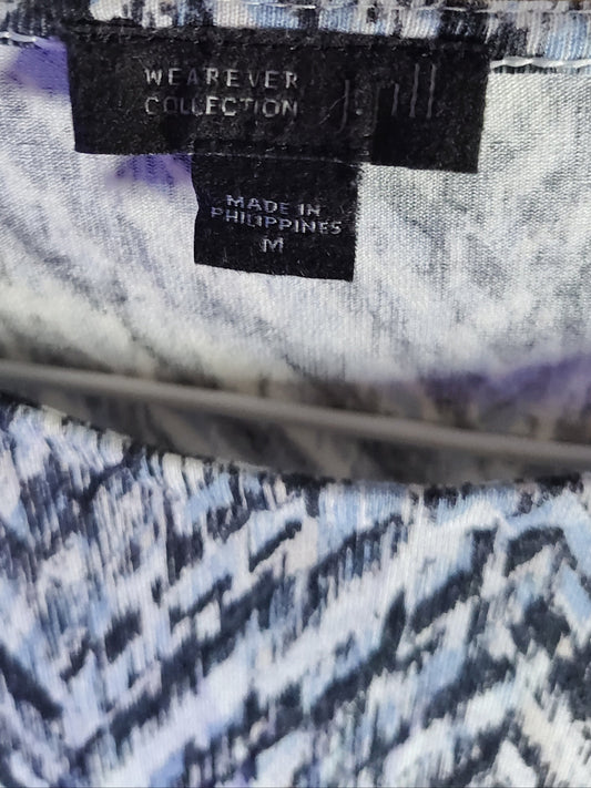 Wearever Collection Zebra Striped Short Sleeve Blouse - size M