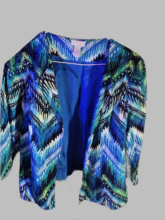 Chico's Blue and Black 3/4 Sleeve Blazer - size 0
