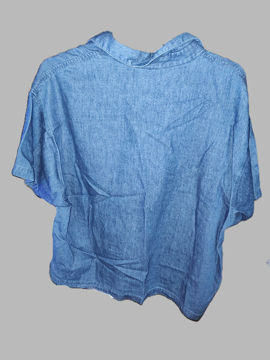 Cabin Creek with Flower Embroidered Denim Shirt - size 3XL