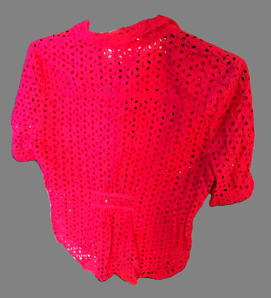 Ruby Rd Red Lace Button Blouse - size 18