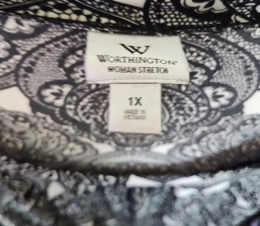 Worthington Black & White Blouse - size 1X