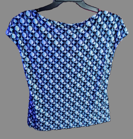 Liz Claiborne Short Sleeve Blue Blouse - size L