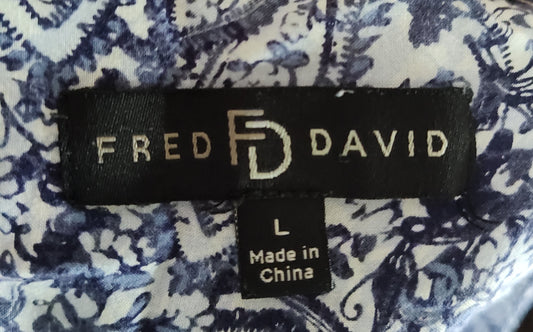 Fred David Black & White V-neck Blouse - size Large