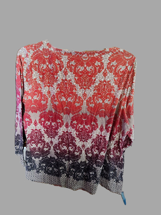 Liz & Co. Brown Ombre 3/4 Sleeve Shirt - size 3XL