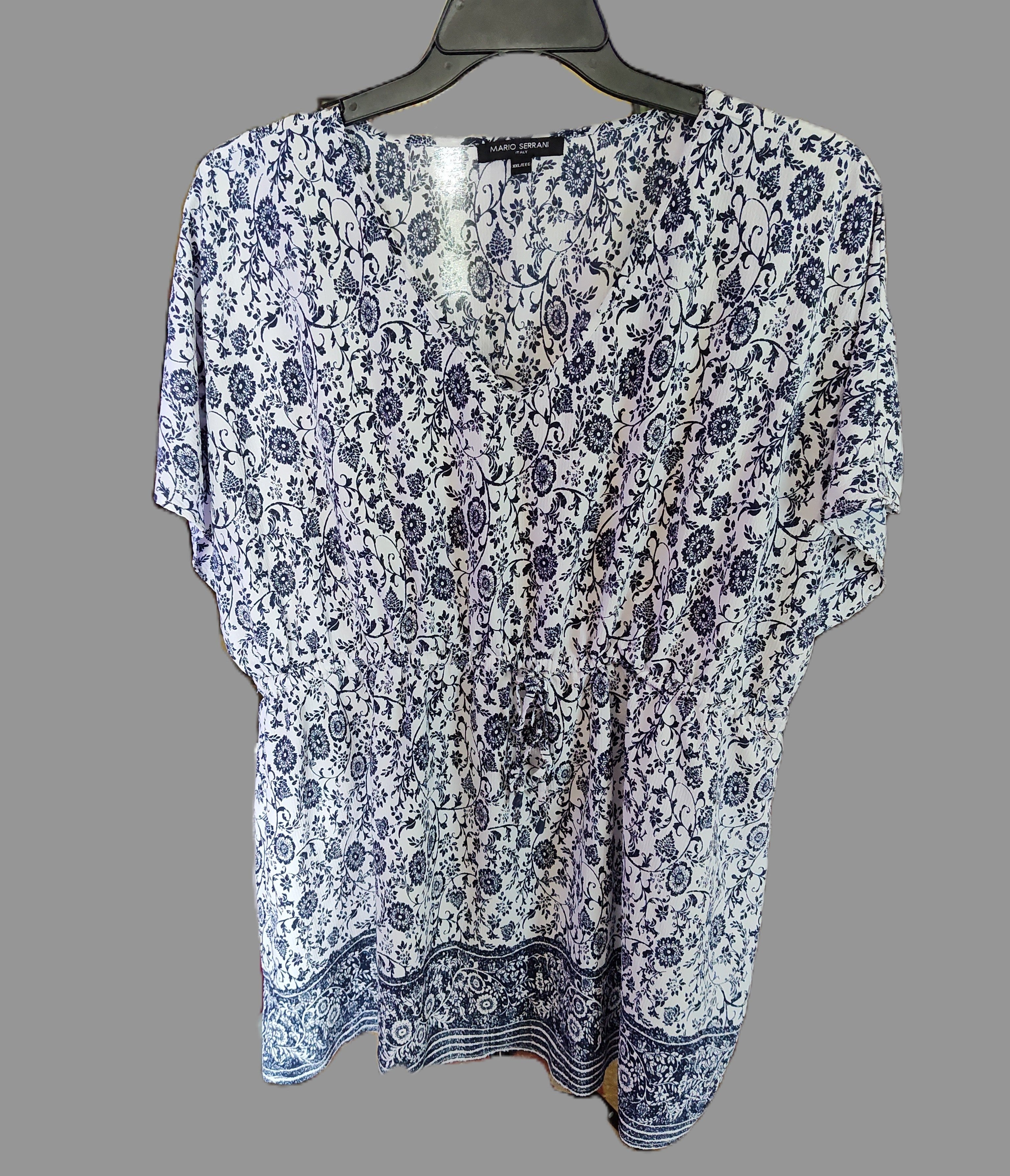Mario Serrani White & Blue Beach Coverup Mario Serrani White & Blue Beach Coverup