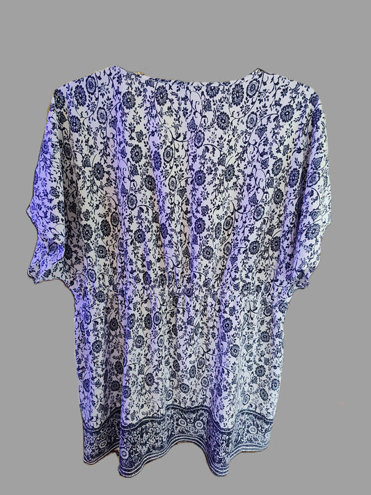 Mario Serrani White & Blue Beach Coverup - size 2XL