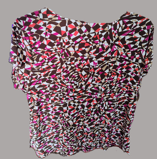 George Brown & Red Short Sleeve V-neck Blouse - size 2XL (20)