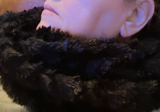 Black Furry Continuous Scarf