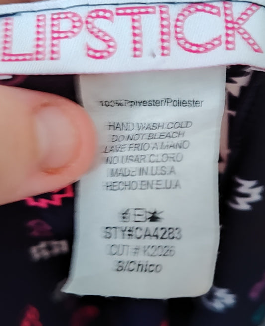 Lipstick Navy Blue with Magenta Flowers Beach Coverup - size Small