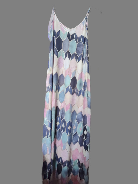 Stained Glass Colorful Maxi Dress - size L