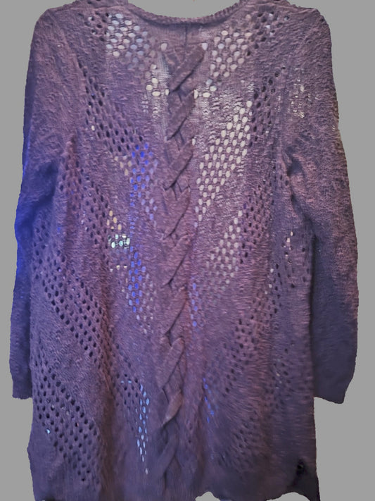 Maurice's Plum Lacy Cardigan - size XL